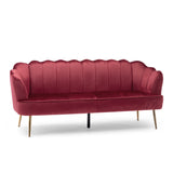 Modern Glam Velvet Channel Stitch 3 Seater Shell Sofa - NH378413