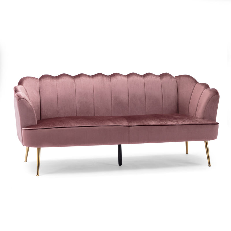 Modern Glam Velvet Channel Stitch 3 Seater Shell Sofa - NH378413