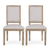 French Country Wood Upholstered Dining Chair, Set of 2 - NH155513