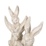 Outdoor Rabbit Family Garden Statue, White - NH399413