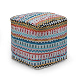 Boho Handcrafted Peruvian Print Cube Pouf - NH615413