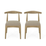 Covey Mid Century Modern Fabric Upholstered Wood Dining Chairs, Set of 2