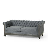 Tufted Fabric 3 Seater Sofa with Nailhead Trim - NH435413