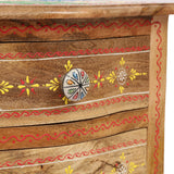 Handcrafted Boho Mango Wood 3 Drawer Nightstand - NH560413