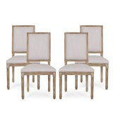 French Country Wood Upholstered Dining Chair, Set of 4 - NH355513