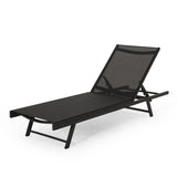 Outdoor Aluminum Chaise Lounge Set with C-Shaped End Table - NH025313