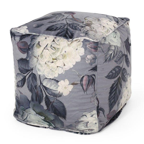 Traditional Fabric Flower Print Pouf - NH005413