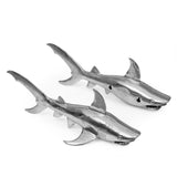 Handcrafted Aluminum Shark Figurines, Set of 2, Raw Nickel - NH475413