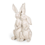 Outdoor Rabbit Couple Garden Statue, White - NH499413