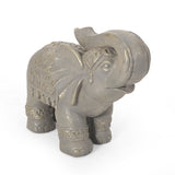 Outdoor Elephant Garden Statue, Gray and Gold - NH763413