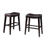 Studded 30 Inch Brown Leather Saddle Barstool, Set of 2 - NH098303