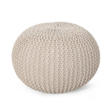 Modern Knitted Cotton Round Pouf - NH088313