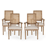 French Country Wood and Cane Upholstered Dining Chair - NH721513