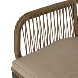 Outdoor Wicker Dining Chair with Cushion, Set of 2, Light Brown and Beige - NH971513