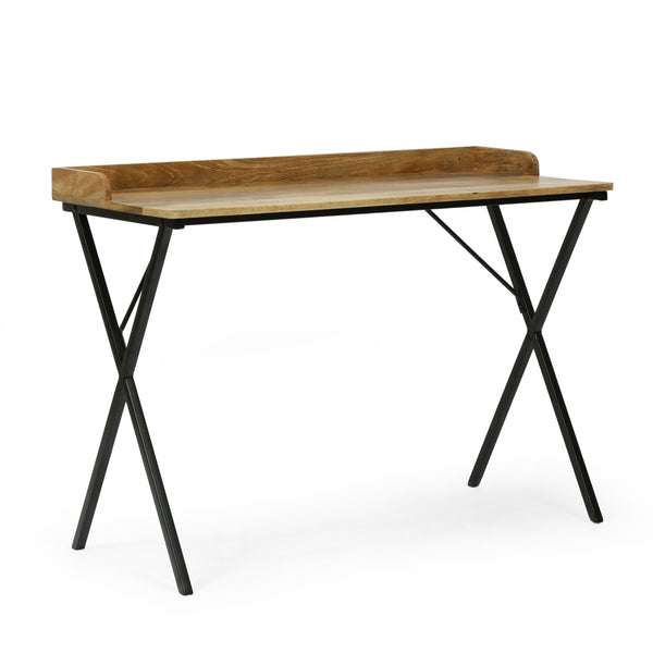 Modern Industrial Handcrafted Mango Wood Tray Top Desk, Natural and Black - NH264413