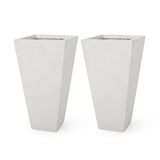 Outdoor Modern Cast Stone Planters (Set of 2) - NH147413