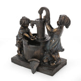 Outdoor Children at Water Pump Fountain, Dark Brown - NH773413