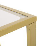 Modern Glam Glass Top C-Shaped Side Table, Gold - NH369413