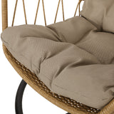 Outdoor Wicker Hanging Chair with Stand, Light Brown and Tan - NH492413