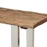 Rustic Glam Console Table with Raw Wood Tabletop - NH005313