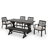 Outdoor Aluminum 6 Piece Dining Set with Bench - NH010413