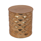 Modern Glam Handcrafted Diamond Pattern Aluminum Side Table - NH727413