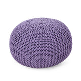 Modern Knitted Cotton Round Pouf - NH088313