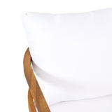 Outdoor Acacia Wood 4-Seater Chat Set with Cushion, Teak and White - NH056513