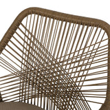 Outdoor Wicker Dining Chair with Cushion, Set of 2, Light Brown and Beige - NH971513