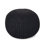 Modern Knitted Cotton Round Pouf - NH088313