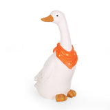 Outdoor Goose Garden Statue, White and Orange - NH879413