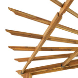 Outdoor Acacia Wood Triangle Pergola, Teak and Black - NH948413