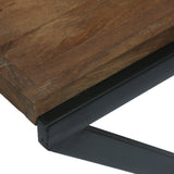 Modern Industrial Handcrafted Mango Wood Coffee Table, Dark Brown and Black - NH698413