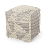 Handcrafted Boho Fabric Cube Pouf - NH638313