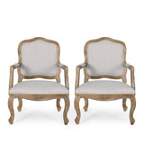 French Country Wood Upholstered Dining Armchair - NH581513