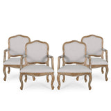 French Country Wood Upholstered Dining Armchair - NH581513