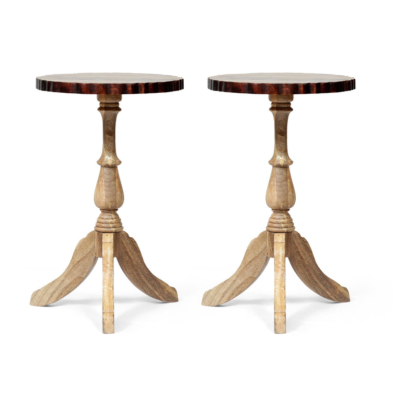 Handcrafted Boho Mango Wood End Table (Set of 2) - NH706313