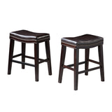 Contemporary Upholstered Saddle Counter Stool with Nailhead Trim, Set of 2 - NH298303