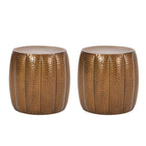 Craigue Modern Iron Mandala Pumpkin Side Tables, Set of 2