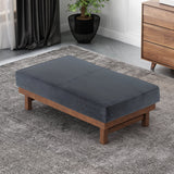 Modern Microfiber Cocktail Ottoman with Wood Frame - NH085213