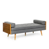 Mid-Century Modern Tufted Double End Chaise Lounge with Bolster Pillows - NH227413