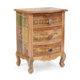 Handcrafted Boho Mango Wood 3 Drawer Nightstand - NH560413