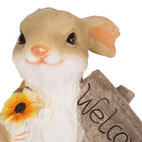 Outdoor Rabbit Garden Statue, White and Brown - NH389413